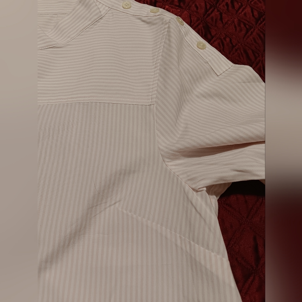 J. Crew Top FunnelNeck Striped Women Sz12 Pale Pink Long Sleeve High/Low - Picture 10 of 12